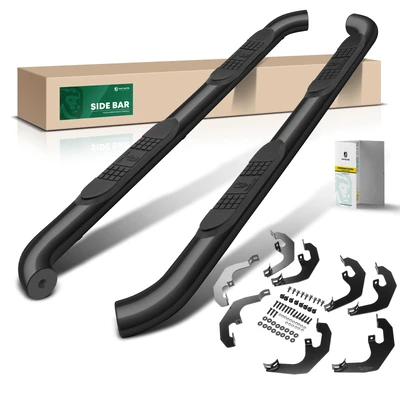 3 Inch Black Steel Round Side Step Bars