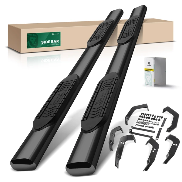 6 Inch Black Steel Oval Straight Side Steps Bars for Chevrolet Silverado 1500 2007-2018 GMC