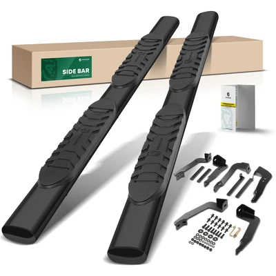 5 Inch Black Steel Oval Straight Side Step Bars
