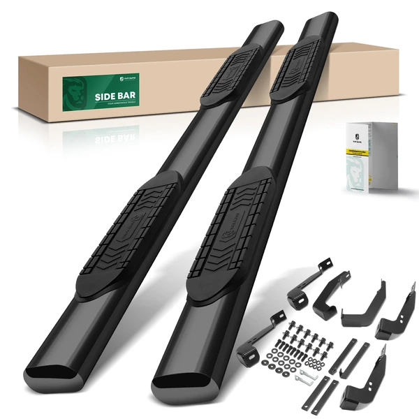 6 Inch Black Steel Oval Straight Side Step Bars for 2001-2006 Chevrolet Silverado 3500