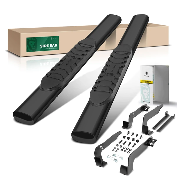 5 Inch Black Steel Oval Straight Side Step Bars for 1999-2013 Chevrolet Silverado 1500