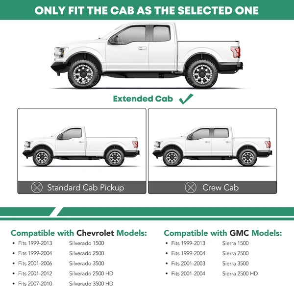 4 Inch Black Steel Oval Straight Side Step Bars for Chevy Silverado 1500 GMC Extended Cab Pickup