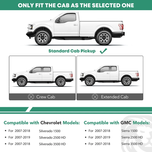 5 Inch Black Steel Oval Bent End Side Step Bars for 2007-2018 GMC Sierra 1500