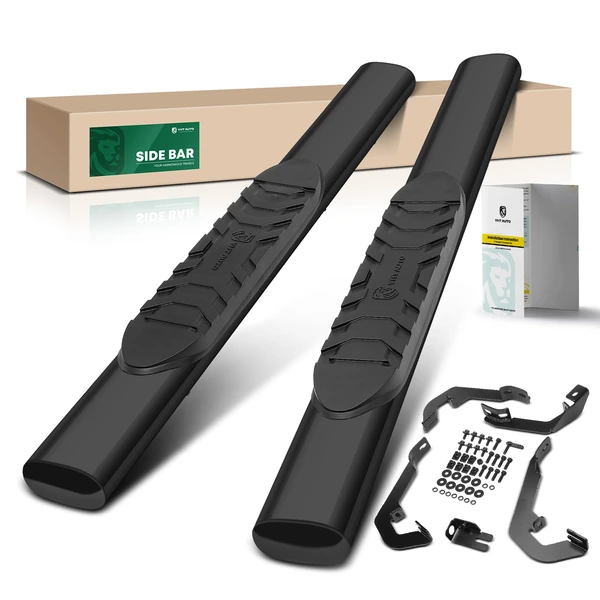 5 Inch Black Steel Oval Straight Side Step Bars for 2007-2018 GMC Sierra 3500 HD