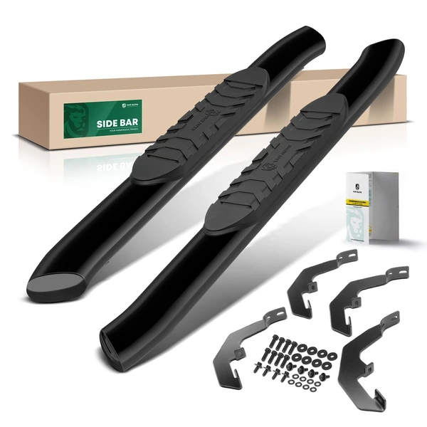 5 Inch Black Steel Oval Bent End Side Step Bars for 2020-2023 GMC Sierra 3500 HD