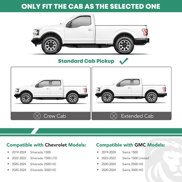 3 Inch Black Steel Round Side Step Bars  for 2020-2024 Chevrolet Silverado 2500 HD