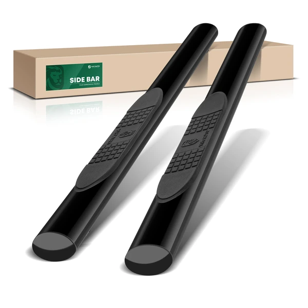 4 Inch Black Steel Oval Straight Side Step Bars for 2007-2018 Chevrolet Silverado 3500 HD