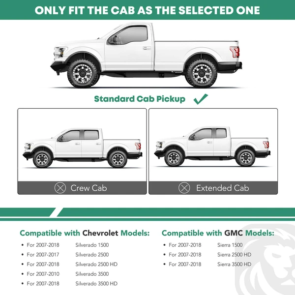 4 Inch Black Steel Oval Straight Side Step Bars for 2007-2018 Chevrolet Silverado 3500 HD