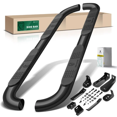 4 Inch Black Steel Oval Bent End Side Step Bars