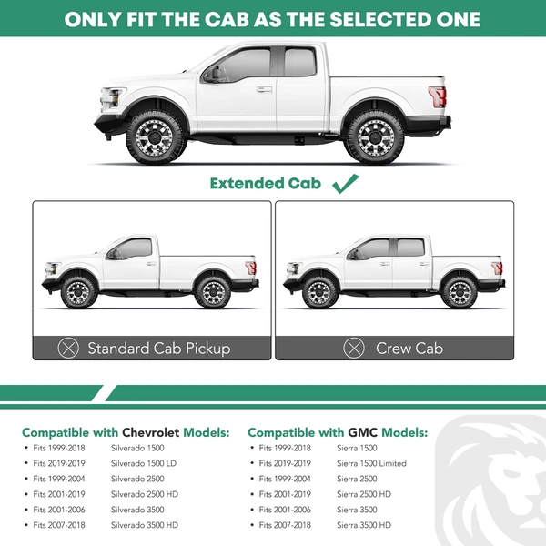 4 Inch Black Steel Oval Bent End Side Step Bars for 1999-2018 Chevrolet Silverado 1500