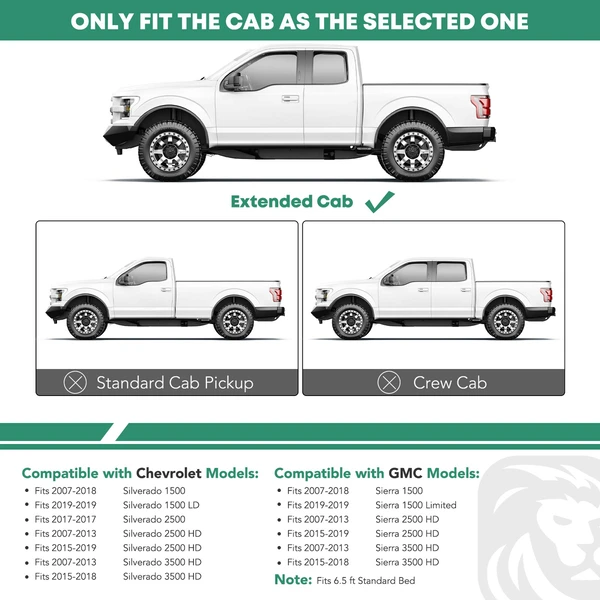 5 Inch Black Steel Oval Bend End Wheel to Wheel Side Step Bars for Chevy GMC Sierra 1500 6.5ft Bed