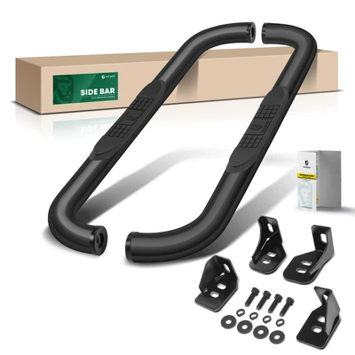 3 Inch Black Steel Round Side Step Bars