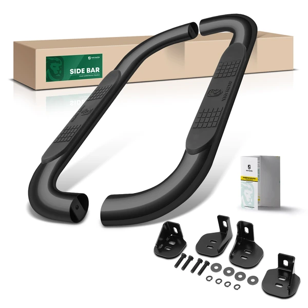 4 Inch Black Steel Oval Side Step Bars for 1999-2018 GMC Sierra 1500