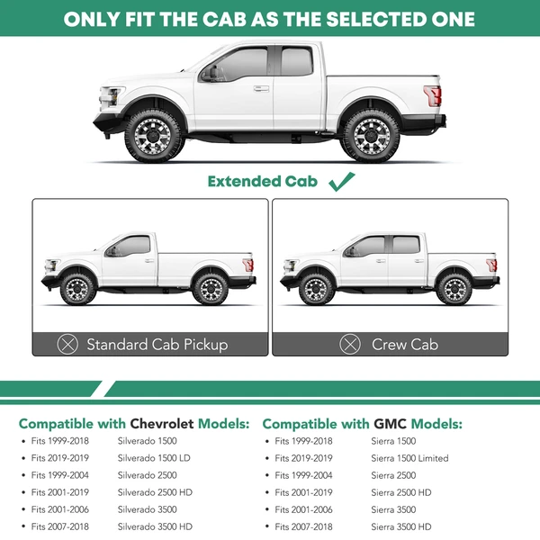 3 Inch Black Steel Round Side Step Bars for 2019 Chevrolet Silverado 1500 LD