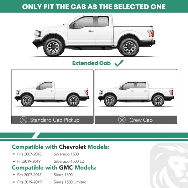 6 Inch Black Steel Oval Straight Side Steps Bars for Chevy Silverado GMC Sierra 1500 2007-2018