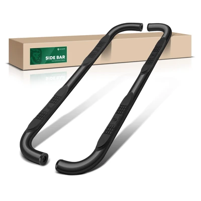 3 Inch Black Steel Round Side Step Bars