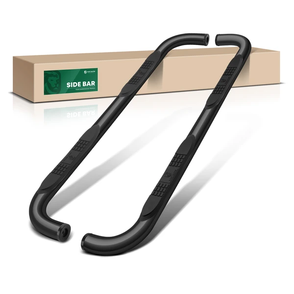 3 Inch Black Steel Round Side Step Bars for 2019-2024 GMC Sierra 1500
