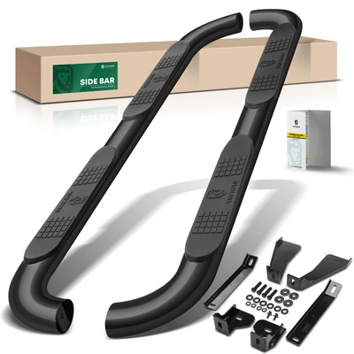 4 Inch Black Steel Oval Bent End Side Step Bars