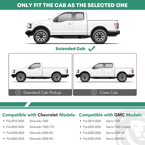 4 Inch Black Steel Oval Bent End Side Step Bars for 2020-2024 Chevrolet Silverado 2500 HD