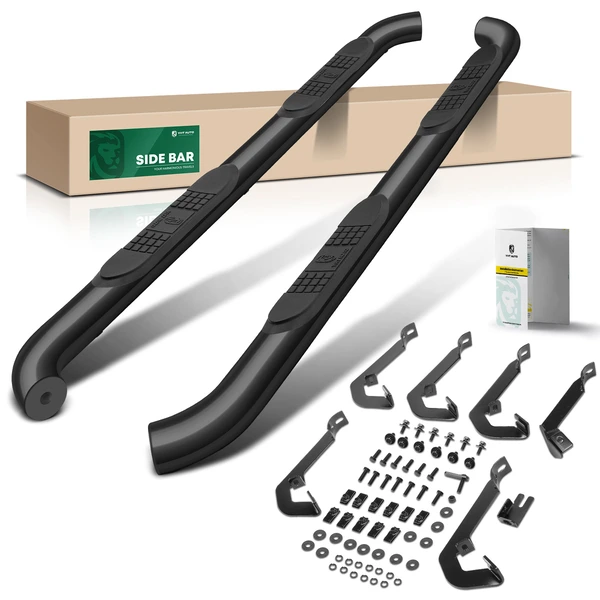 3 Inch Black Steel Round Side Step Bars for Chevy Silverado GMC Sierra Extended Cab