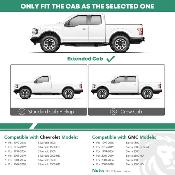 4 Inch Black Steel Oval Straight Side Step Bars for 1999-2018 Chevrolet Silverado 1500