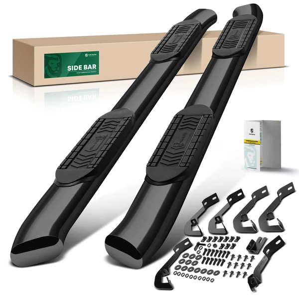 6 Inch Black Steel Oval Side Step Bars for 2007-2018 GMC Sierra 1500