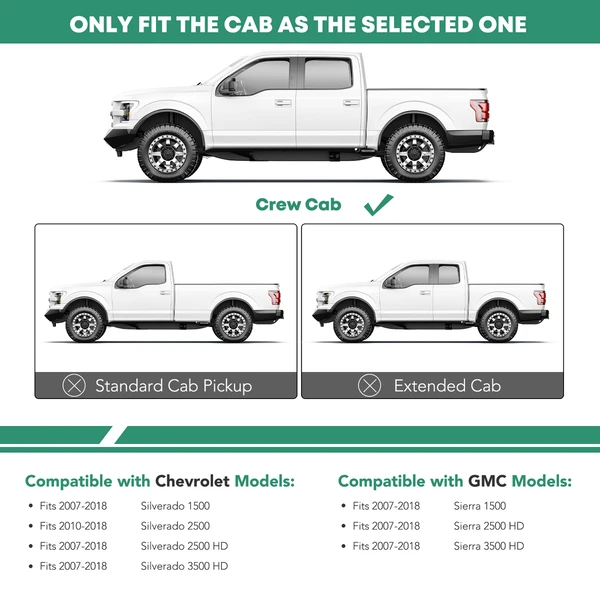 6 Inch Black Steel Oval Side Step Bars for 2007-2018 GMC Sierra 1500