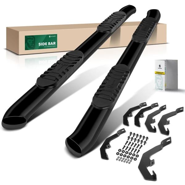 5 Inch Black Steel Oval Bent End Side Step Bars for 2020-2023 GMC Sierra 3500 HD