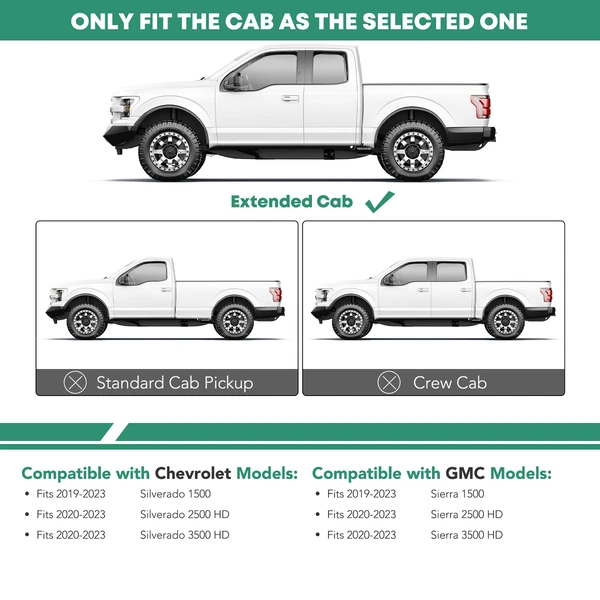 5 Inch Black Steel Oval Bent End Side Step Bars for 2020-2023 GMC Sierra 3500 HD