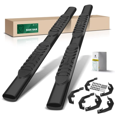 5 Inch Black Steel Oval Straight Side Step Bars
