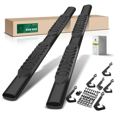 5 Inch Black Steel Oval Straight Side Step Bars