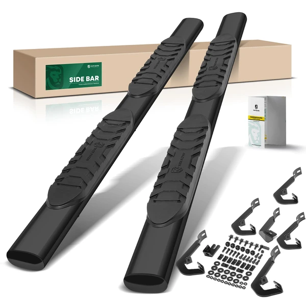 5 Inch Black Steel Oval Straight Side Step Bars for 2007-2019 GMC Sierra 3500 HD