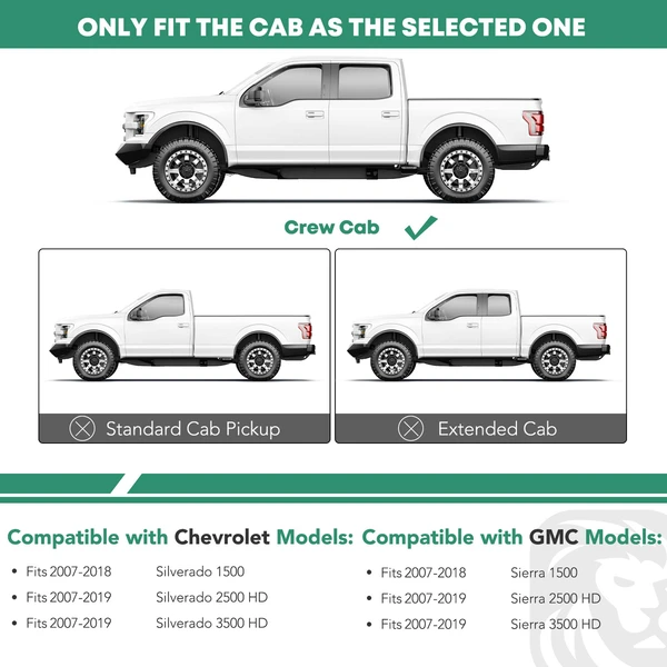 5 Inch Black Steel Oval Straight Side Step Bars for 2007-2019 GMC Sierra 3500 HD