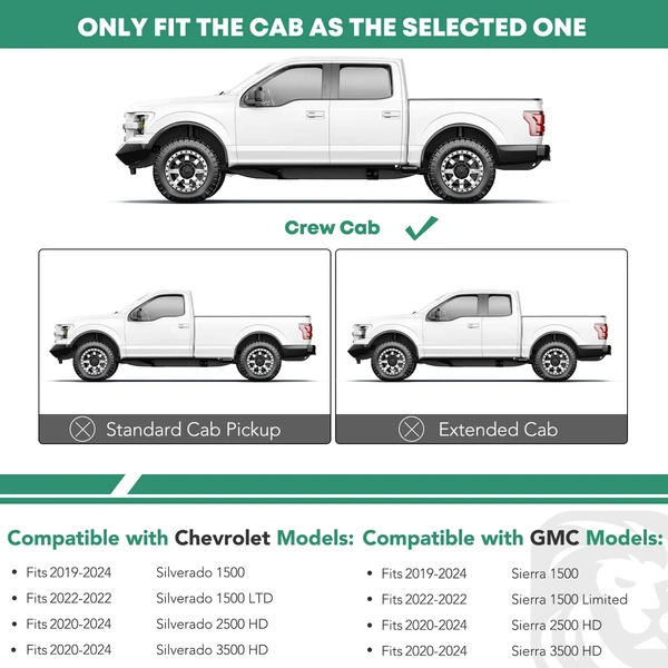 4 Inch Black Steel Oval Straight Side Step Bars for 2020-2024 GMC Sierra 3500 HD