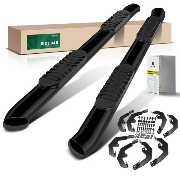 5 Inch Black Steel Oval Bent End Side Step Bars for 2020-2023 GMC Sierra 2500 HD