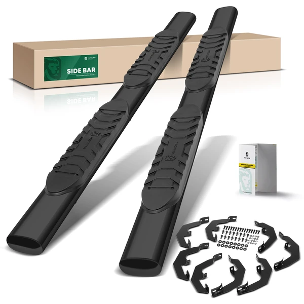 5 Inch Black Steel Oval Straight Side Step Bars for 2019-2024 GMC Sierra 1500