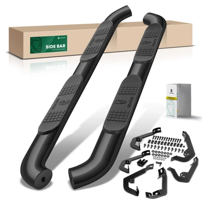 4 Inch Black Steel Oval Bent End Side Step Bars