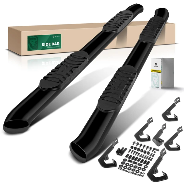 5 Inch Black Steel Oval Bent End Side Step Bars for 2007-2018 GMC Sierra 1500