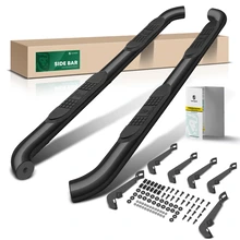 3 Inch Black Steel Round Side Step Bars for 2015-2022 Chevrolet Colorado