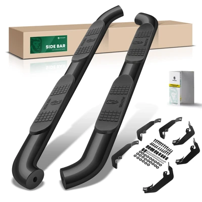4 Inch Black Steel Oval Bent End Side Step Bars