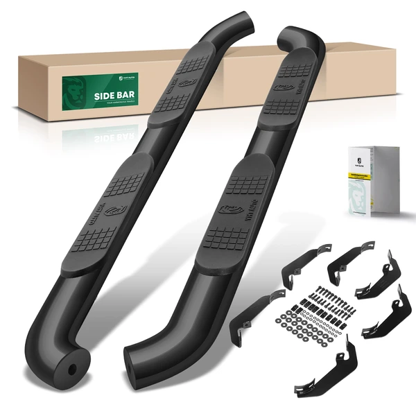 4 Inch Black Steel Oval Bent End Side Step Bars for 2015-2022 Chevrolet Colorado