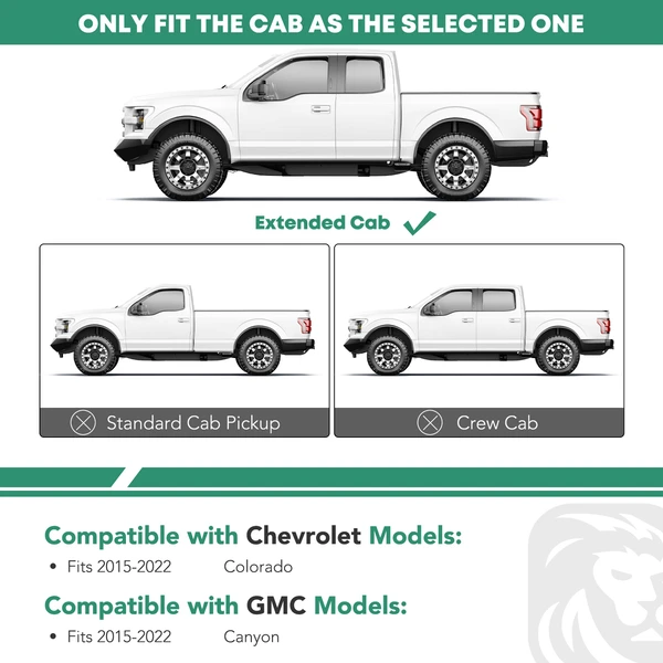 4 Inch Black Steel Oval Bent End Side Step Bars for 2015-2022 Chevrolet Colorado