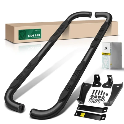 3 Inch Black Steel Round Side Step Bars