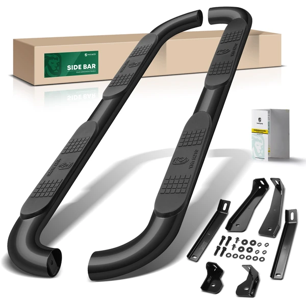 4 Inch Black Steel Oval Bent End Side Step Bars for 2020-2024 Chevrolet Silverado 2500 HD