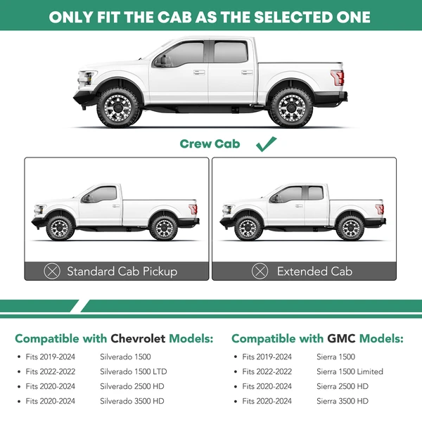 4 Inch Black Steel Oval Bent End Side Step Bars for 2020-2024 Chevrolet Silverado 2500 HD