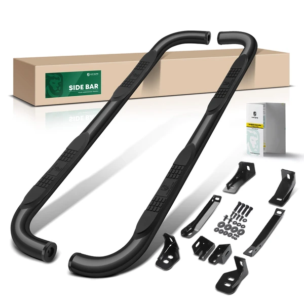 3 Inch Black Steel Round Side Step Bars for 2007-2019 GMC Sierra 3500 HD