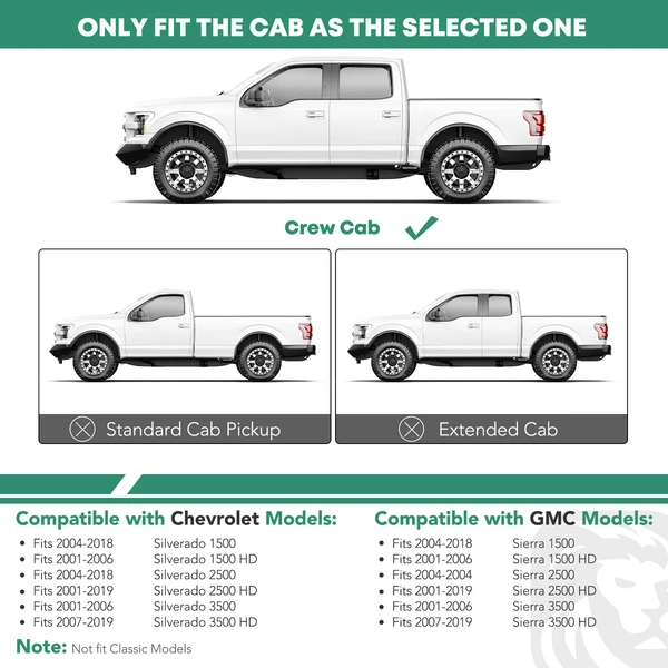 3 Inch Black Steel Round Side Step Bars for 2007-2019 GMC Sierra 3500 HD