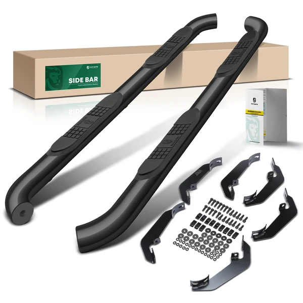 3 Inch Black Steel Round Side Step Bars for Chevy GMC 2015-2023 Crew Cab Pickup