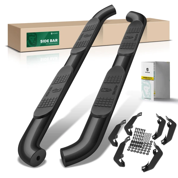 4 Inch Black Steel Oval Bent End Side Step Bars for 2015-2024 Chevrolet Colorado