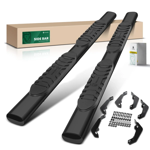 5 Inch Black Steel Oval Straight Side Step Bars for 2015-2022 Chevrolet Colorado